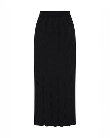 aje resolution knit midi skirt black isolated