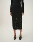 aje resolution knit midi skirt black on figure front