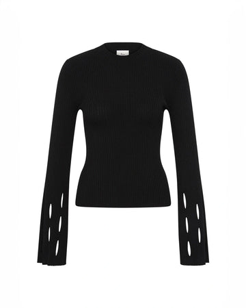 aje resolution knit top black isolated