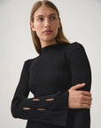 aje resolution knit top black on figure front