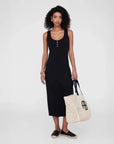anine bing Alessia Tank Midi Dress black on figure front