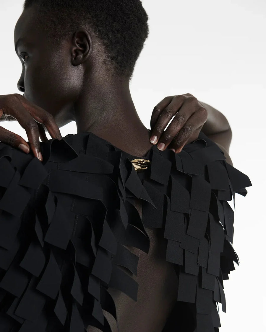 Awake Mode rectangle top black on figure back detail
