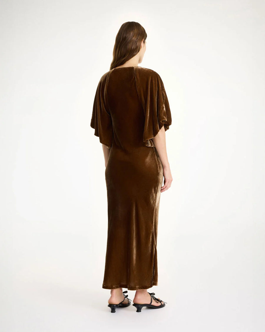 by malene birger Rosae Dress bison brown on figure back