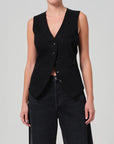 CITIZENS Jasmin Long Vest Black on figure front