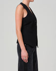 CITIZENS Jasmin Long Vest Black on figure side