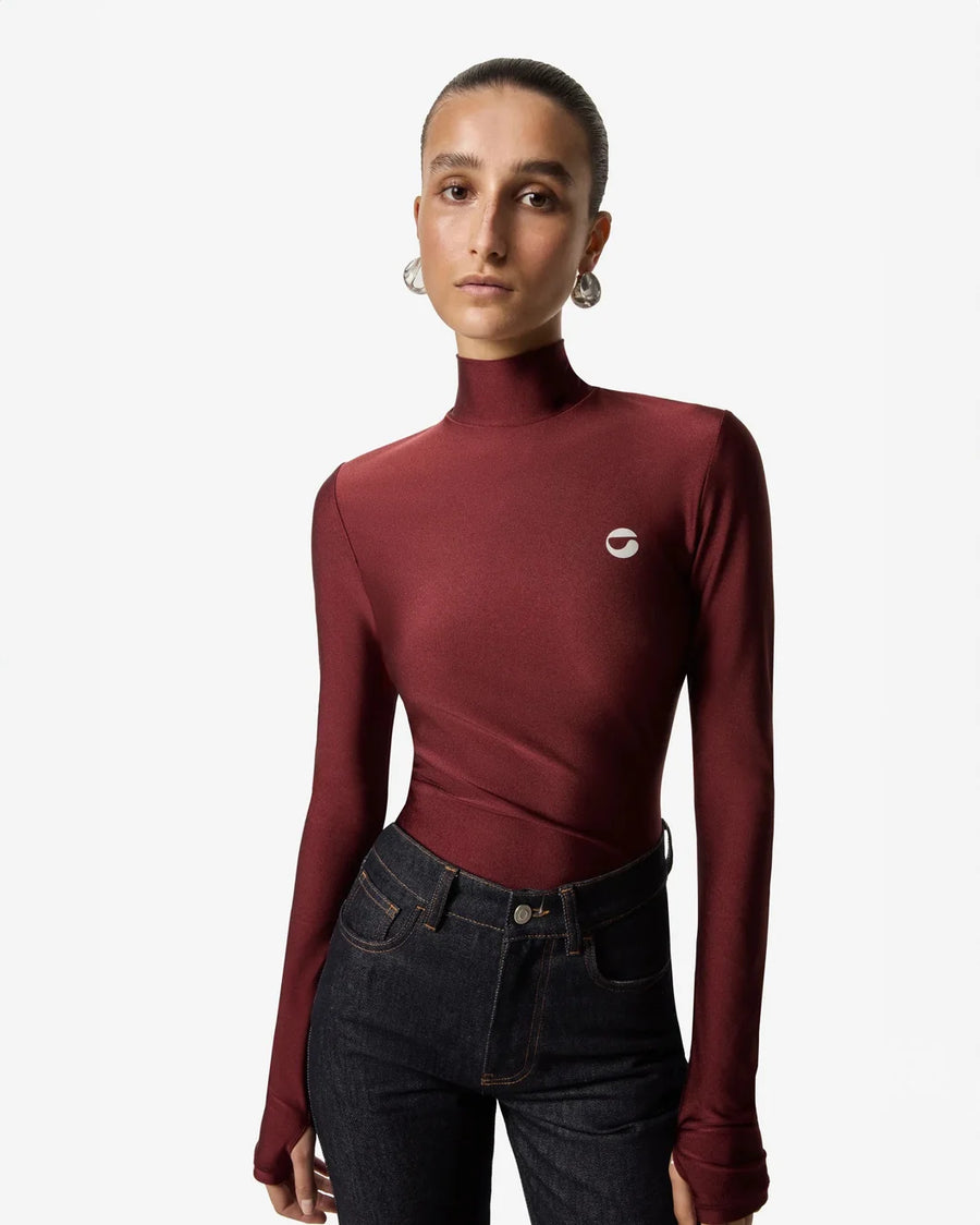 coperni Tight High Neck Top red rhubarb on figure front