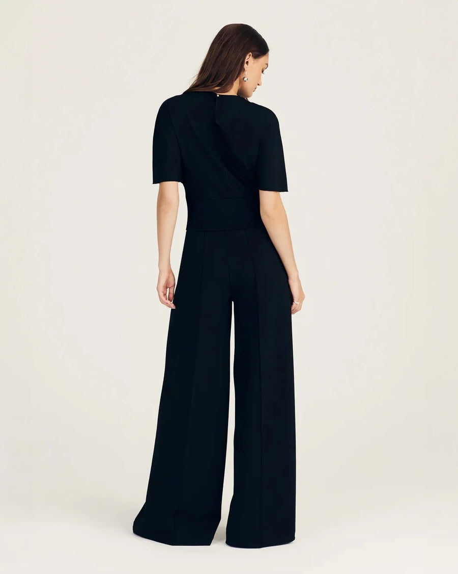 DEREK LAM 10 CROSBY Tempest wide leg knit trouser black on figure back