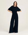 DEREK LAM 10 CROSBY Tempest wide leg knit trouser black on figure front