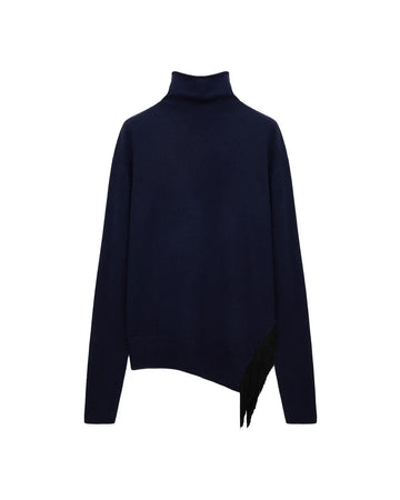 Dorothee Schumacher Fringe Statement Pullover Navy front isolated