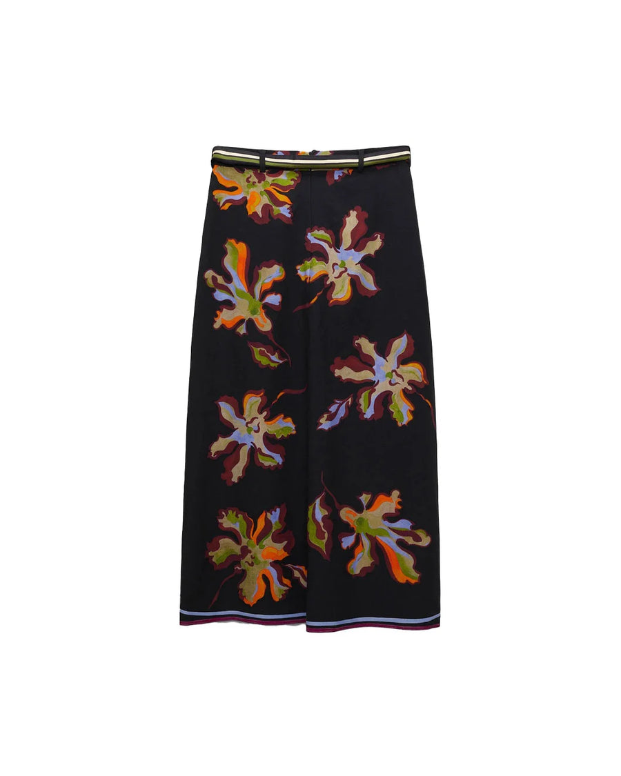 Dorothee Schumacher Floral Seduction skirt flame all over print back isolated