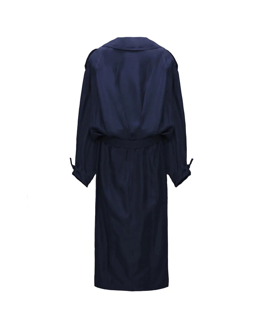 Dorothee Schumacher trench it up III dress blue night back isolated