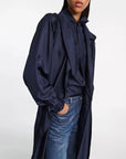 Dorothee Schumacher trench it up III dress blue night on figure detail 