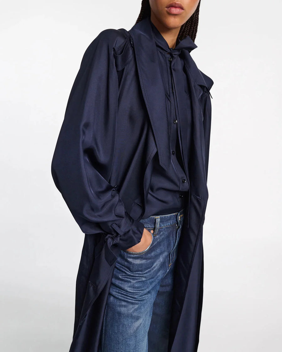 Dorothee Schumacher trench it up III dress blue night on figure detail 