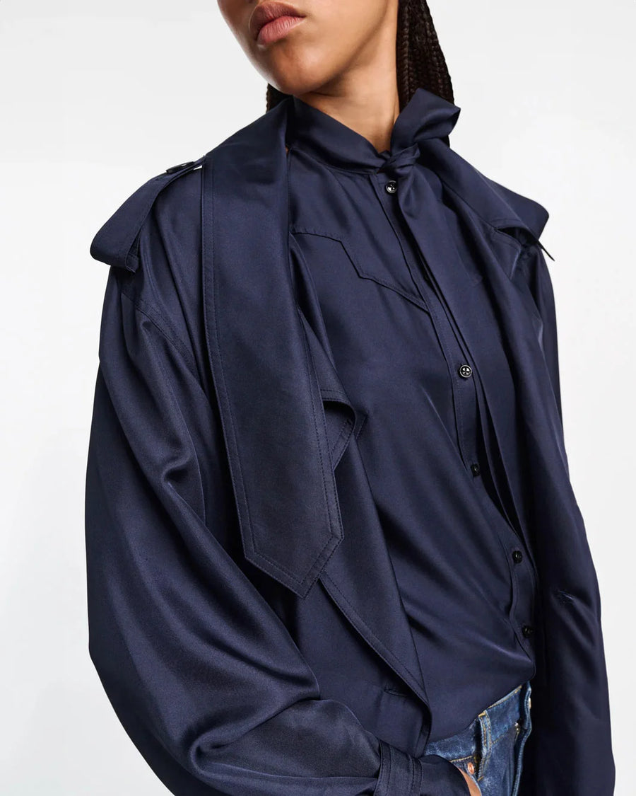 Dorothee Schumacher trench it up III dress blue night on figure detail