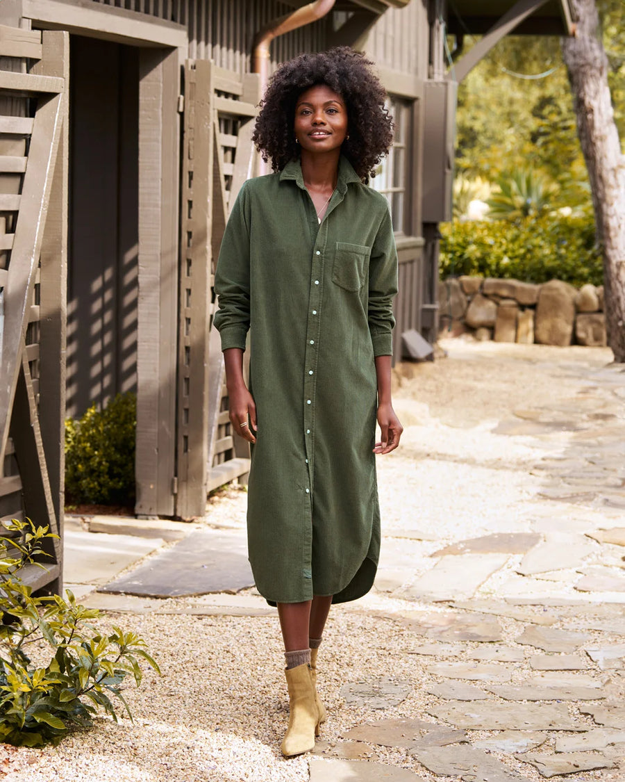 FRANK AND EILEEN Rory Maxi Shirtdress Forest on figure front