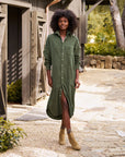 FRANK AND EILEEN Rory Maxi Shirtdress Forest on figure front