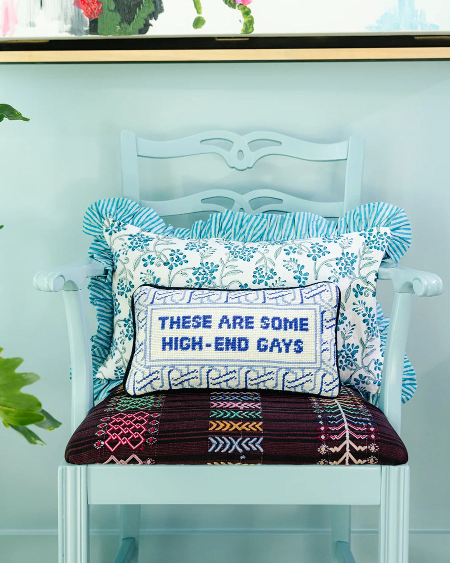 furbish studio High End Gays Needlepoint Pillow