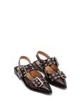 Ganni Burgundy Feminine buckle ballerinas 3/4