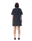 GANNI fluffy denim mini dress dark blue on figure back