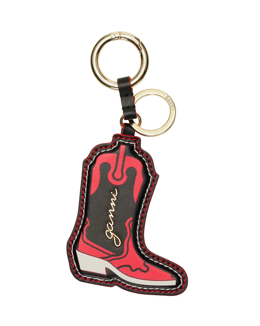 ganni Western Boot Keyring Racing Red