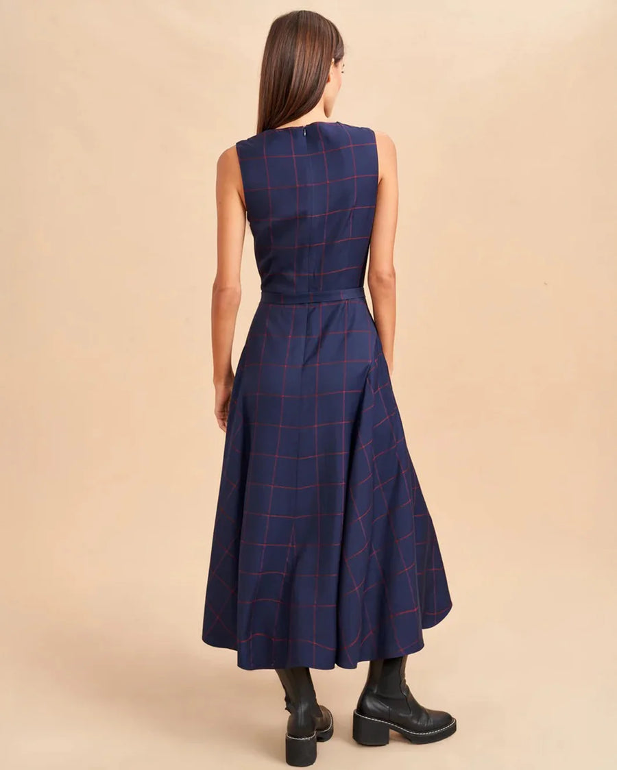 La Ligne Ana Dress Navy Burgundy on figure back