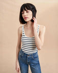 la ligne striped le tank cream and navyla ligne stripe le tank black and white on figure front