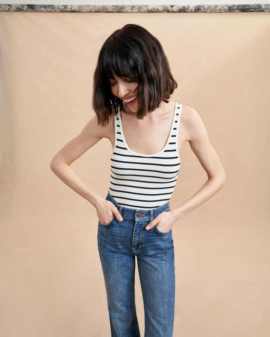 la ligne striped le tank cream and navyla ligne stripe le tank black and white on figure front