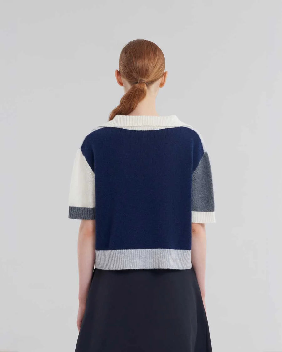 Marni Cashmere Colorblock Polo Shirt Grey on figure back