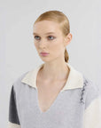 Marni Cashmere Colorblock Polo Shirt Grey on figure front