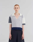 Marni Cashmere Colorblock Polo Shirt Grey on figure front