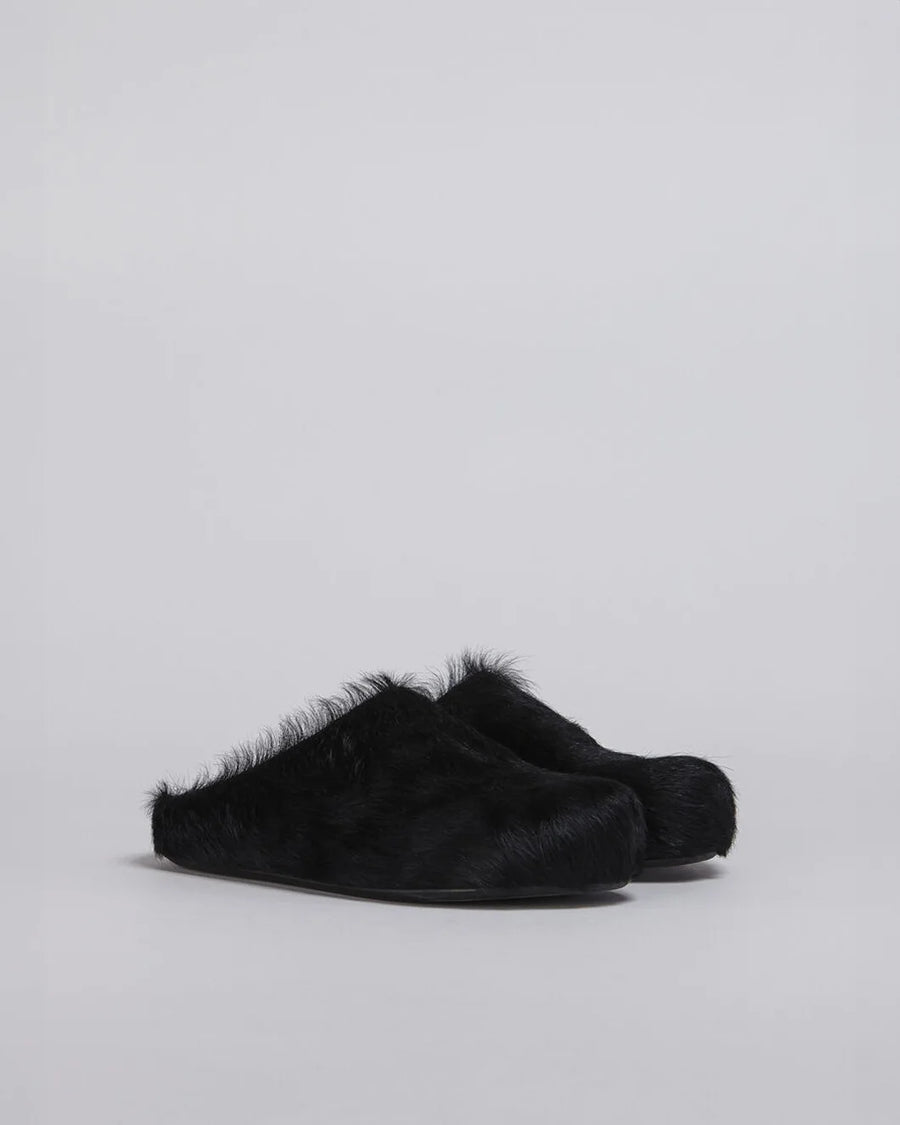 Marni fussbett sabot long hair black side