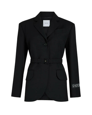 patou oversized belt jacket black