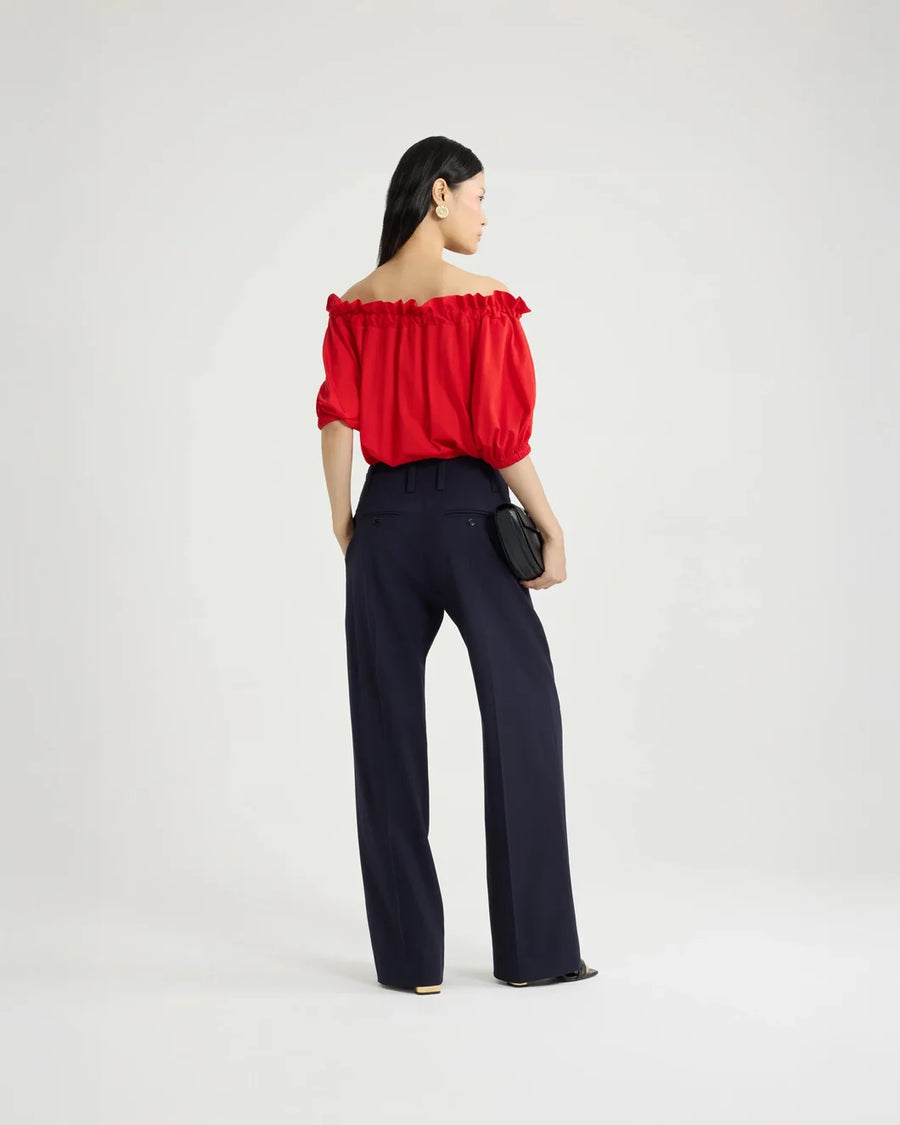 Patou volume jersey top lipstick red on figure back