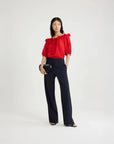 Patou volume jersey top lipstick red on figure front