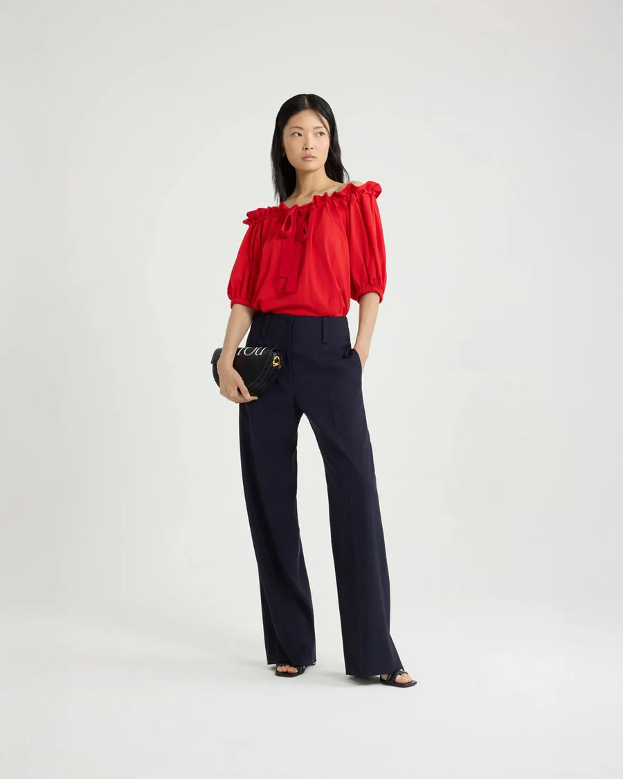 Patou volume jersey top lipstick red on figure front