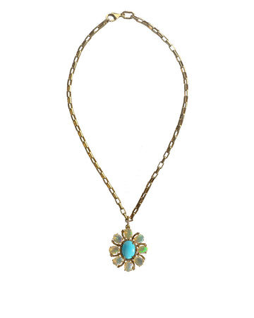 Pam Eisner Diamond Opal Turquoise Flower