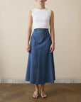 rohe a line denim midi skirt front