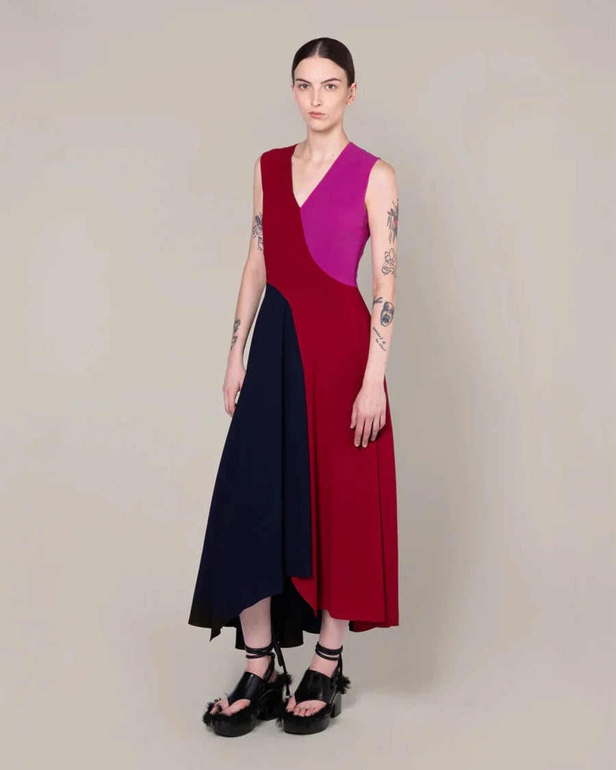 ROKSANDA Miral Dress Crimson/Navy on figure front