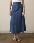 rohe a line denim midi skirt front detail