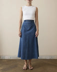 rohe a line denim midi skirt front