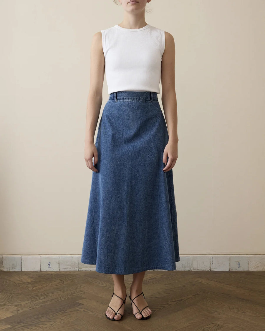 rohe a line denim midi skirt front