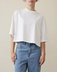 rohe wide cropped t-shirt white front close