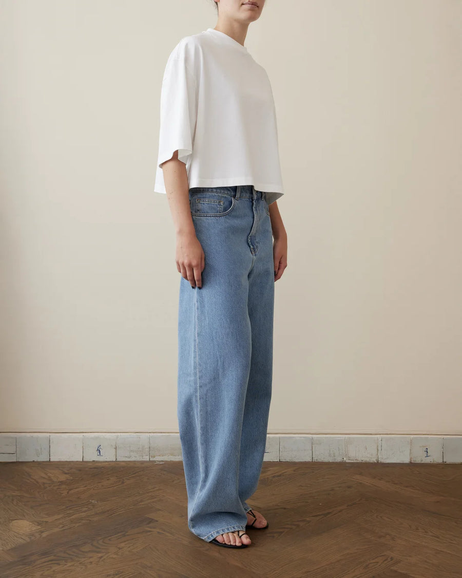rohe wide cropped t-shirt white side