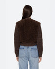 sea ny Fenna Fur With Crochet Knit Tie Front Jacket brown on figure back