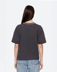 sea ny Sally Crochet T Shirt charcoal on figure back