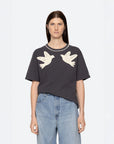 sea ny Sally Crochet T Shirt charcoal on figure front