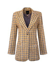 smythe tailored boyfriend blazer yellow houndstooth