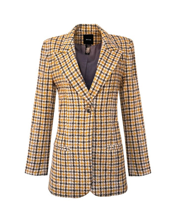 smythe tailored boyfriend blazer yellow houndstooth