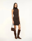 staud callum dress earth brown on figure side