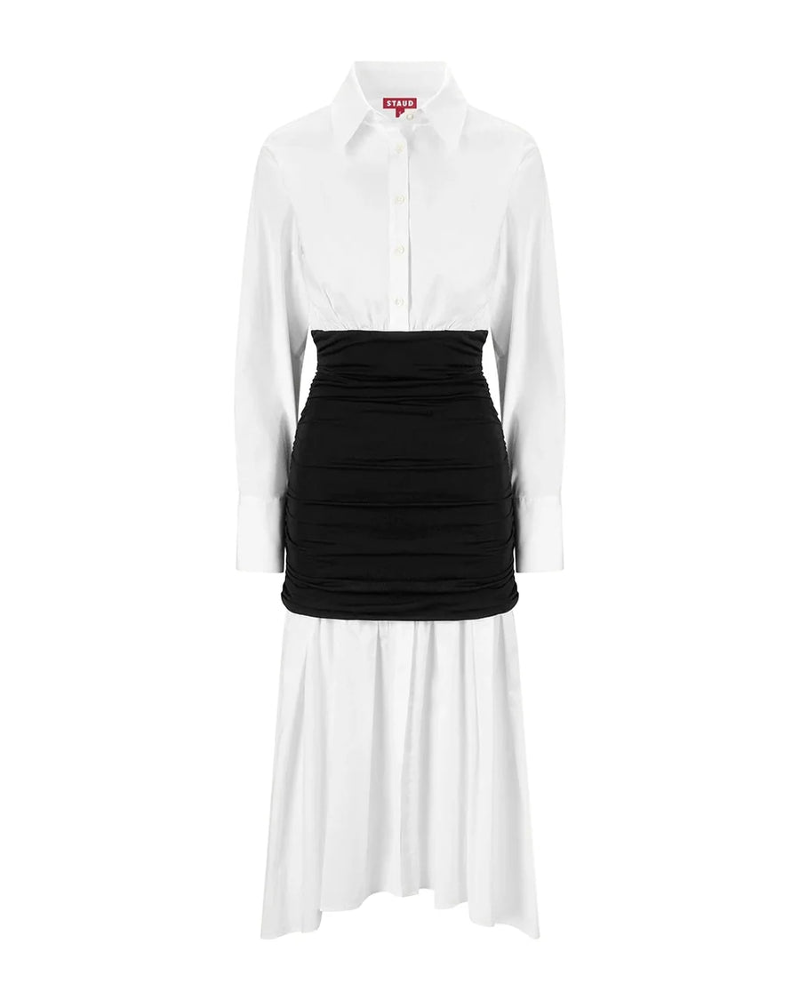 staud ellis dress in black and white